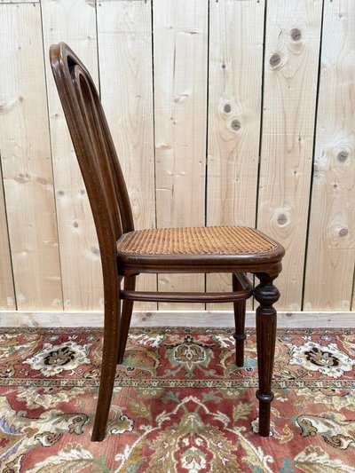 Set of 6 restored Thonet cane bistro chairs