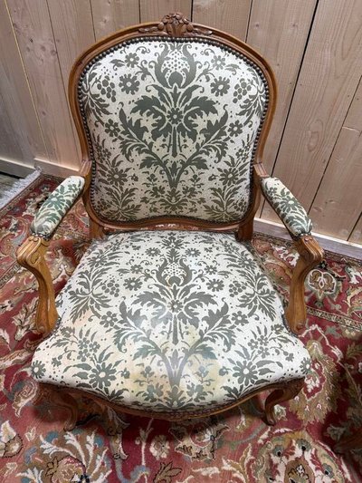 Pair of large Louis XV style armchairs