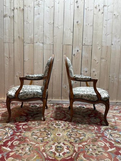 Pair of large Louis XV style armchairs