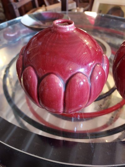 Coppia di vasi Boule Saint-Clément Art Déco