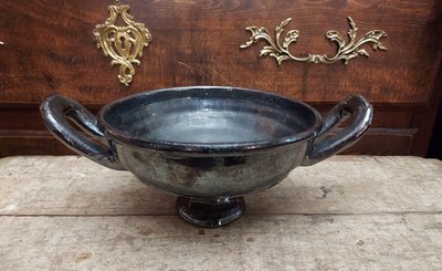 Glossy Black Ceramic Bowl in the Style of Paul Bonifas