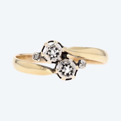 Antique You And Me Ring With Rose Cut Diamonds