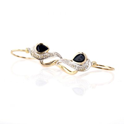 Boucles D’oreilles Saphirs Deux Ors En Dormeuses