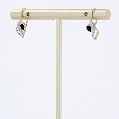 Boucles D’oreilles Saphirs Deux Ors En Dormeuses