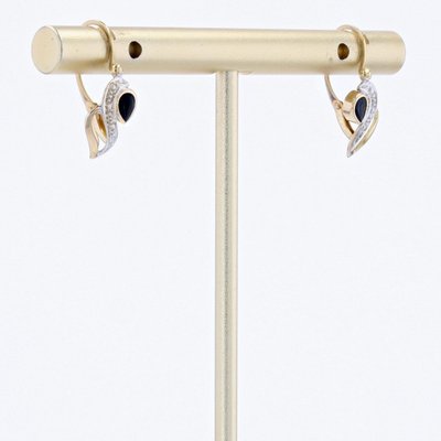 Boucles D’oreilles Saphirs Deux Ors En Dormeuses
