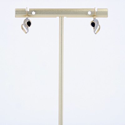 Boucles D’oreilles Saphirs Deux Ors En Dormeuses