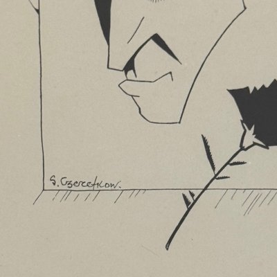 Caricature par Serge Czerefkov Serge Grès représentant André Salmon