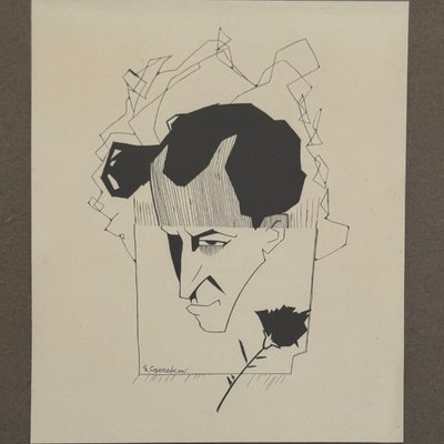 Caricature par Serge Czerefkov Serge Grès représentant André Salmon
