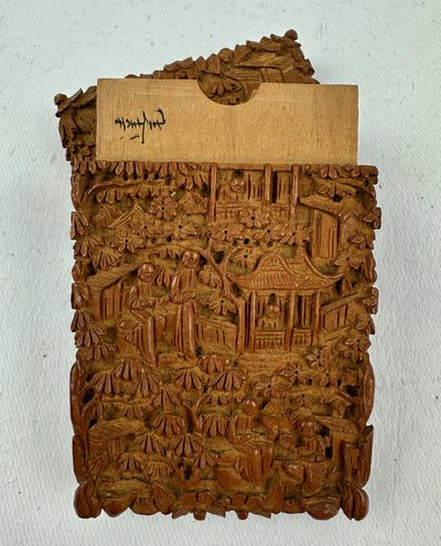 Ancien étui en bois , Chine  XIXème