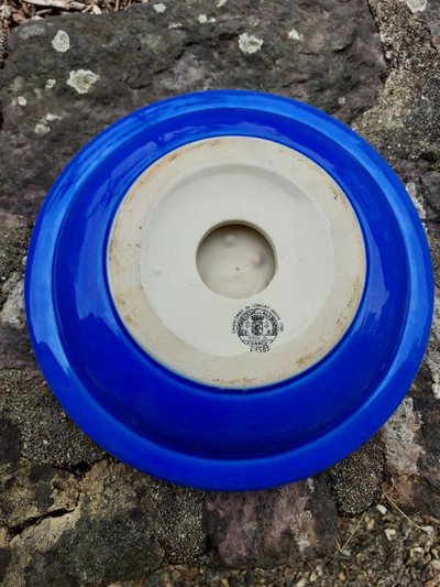 Tazza smaltata Longwy blu e oro