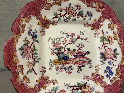 Piatto per torta in porcellana Minton del XIX secolo