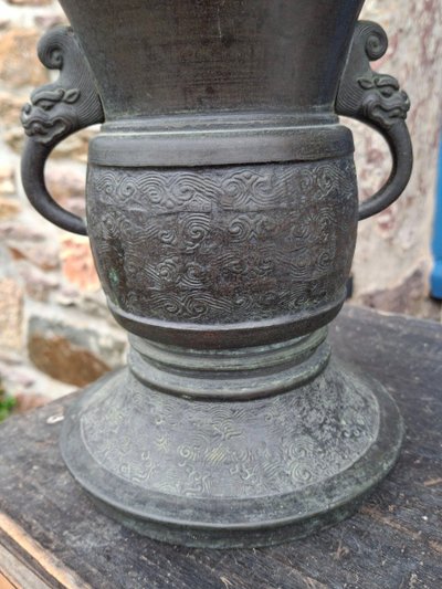 Large 19th Century Japanese Bronze Vase