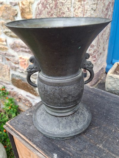 Large 19th Century Japanese Bronze Vase
