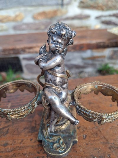 Baccarat Salière En Bronze Argenté Et Doré XIX E