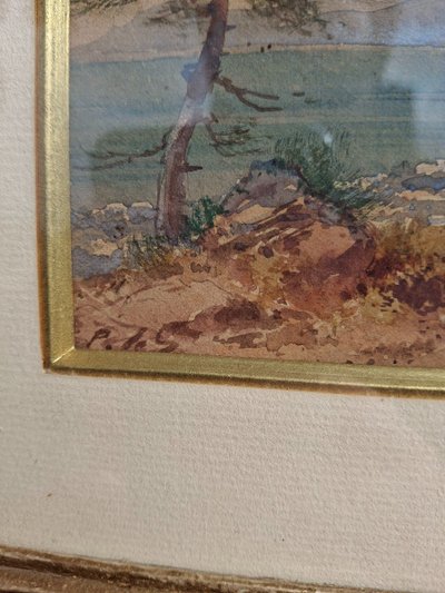 Aquarelle Vue De Nice, Côte d'Azur Signed