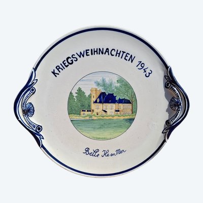 Seltene Henriot Quimper Belle-Île-en-Mer Steingutschale aus der Besatzungszeit