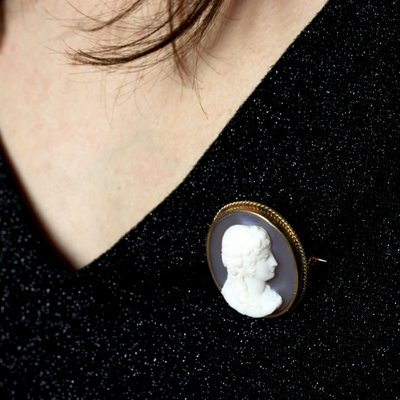 Antike Kamee Brosche auf Achat
