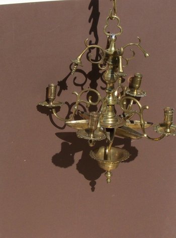 Jewish Shabbat lamp, Judenstern chandelier in bronze XVII th XVIII th.