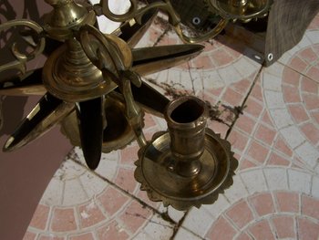 Jewish Shabbat lamp, Judenstern chandelier in bronze XVII th XVIII th.