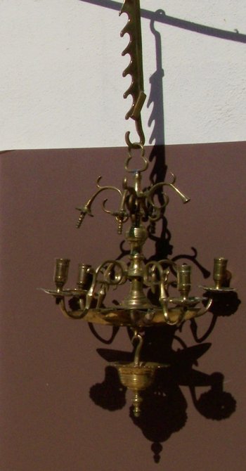 Jewish Shabbat lamp, Judenstern chandelier in bronze XVII th XVIII th.