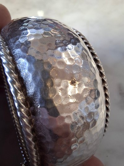 Art Deco hammered silver cuff bracelet by René Sitoleux