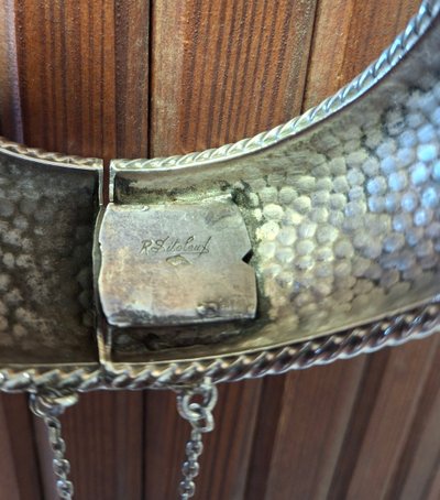 Art Deco hammered silver cuff bracelet by René Sitoleux