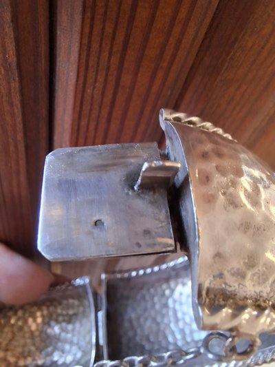 Art Deco hammered silver cuff bracelet by René Sitoleux