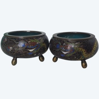 Piccola coppia di saliere cloisonné