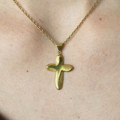 Croix Or Jaune Lisse Et Mat