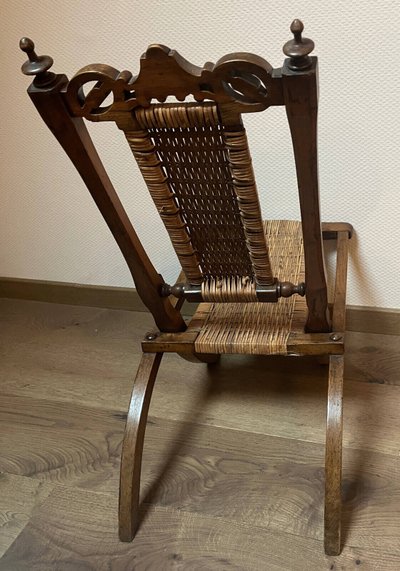 Victorian folding chair 19th century gothic cane Art & Craft