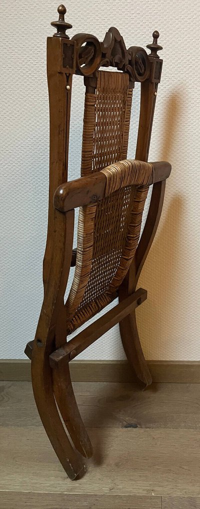 Victorian folding chair 19th century gothic cane Art & Craft