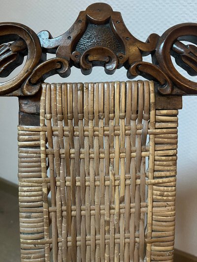 Victorian folding chair 19th century gothic cane Art & Craft