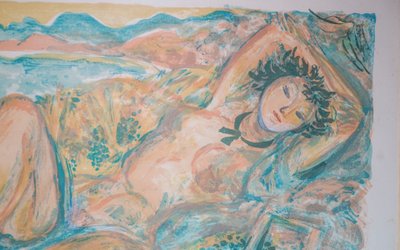 André PLANSON,  Nu allongé, lithographie, 3/25 Nice 1960