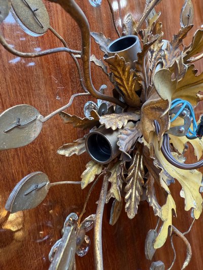 Ceiling lamp with plant decoration in the Baguès style