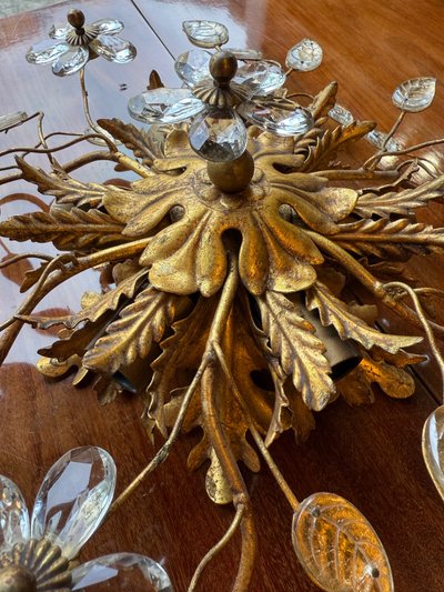 Ceiling lamp with plant decoration in the Baguès style