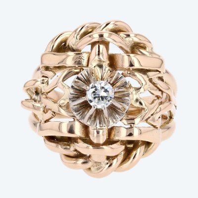 Vintage-Ring aus verflochtenem Gold und Diamant