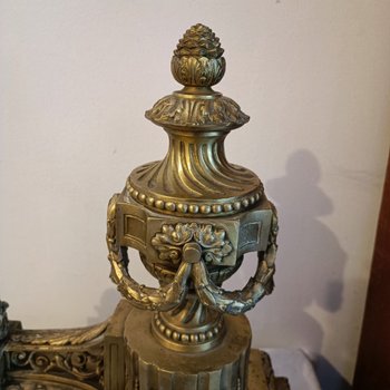 Pair of andirons - Louis XVI - Bronze - Late 19th century