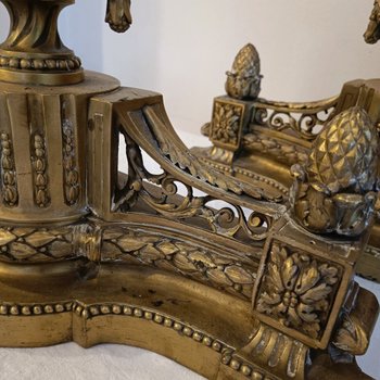 Pair of andirons - Louis XVI - Bronze - Late 19th century