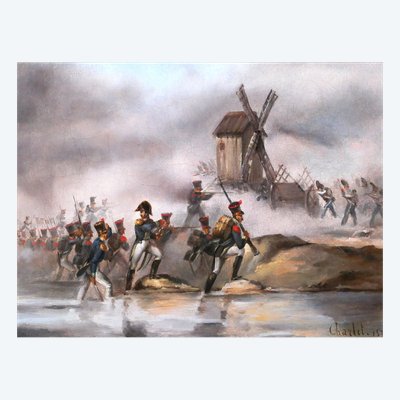 Nicolas-Toussaint Charlet 1792-1845 Bataille Napoléonienne, painting, 1831 militaria, Napoleon