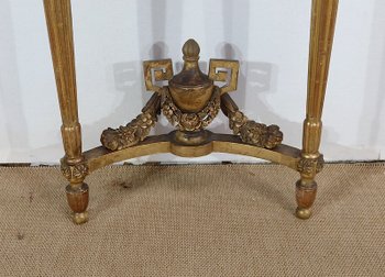  Console d’appui Demi-lune en Marbre et Bois doré, Louis XVI – Milieu XIXe 