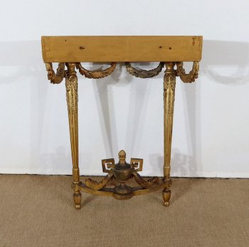  Console d’appui Demi-lune en Marbre et Bois doré, Louis XVI – Milieu XIXe 