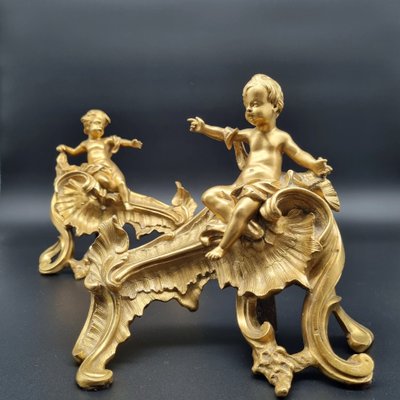 Pair of Louis XV period crowned "C" andirons.