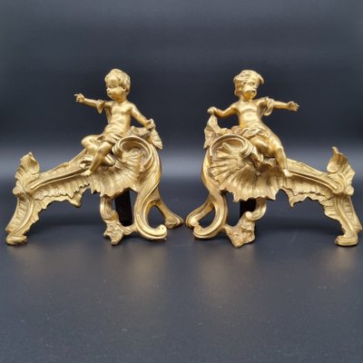 Pair of Louis XV period crowned "C" andirons.