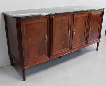 Louis XVI Sideboard in Cuban Mahogany and Flamed Marble - XVIIIth
