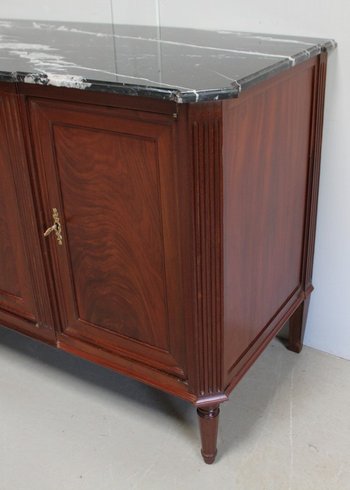 Louis XVI Sideboard in Cuban Mahogany and Flamed Marble - XVIIIth