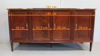 Louis XVI Sideboard in Cuban Mahogany and Flamed Marble - XVIIIth