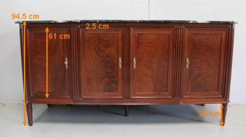 Louis XVI Sideboard in Cuban Mahogany and Flamed Marble - XVIIIth