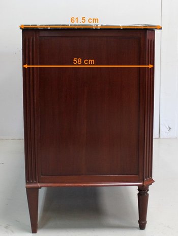 Louis XVI Sideboard in Cuban Mahogany and Flamed Marble - XVIIIth