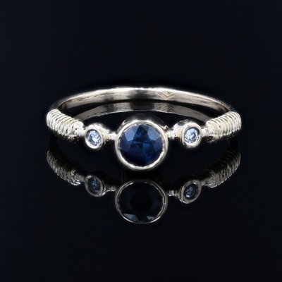 Yellow Gold Sapphire And Diamond Ring