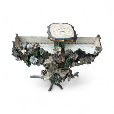 Importante jardinière de jardin d’hiver en bois et stuc polychrome d’époque fin XIXéme H 121 cm